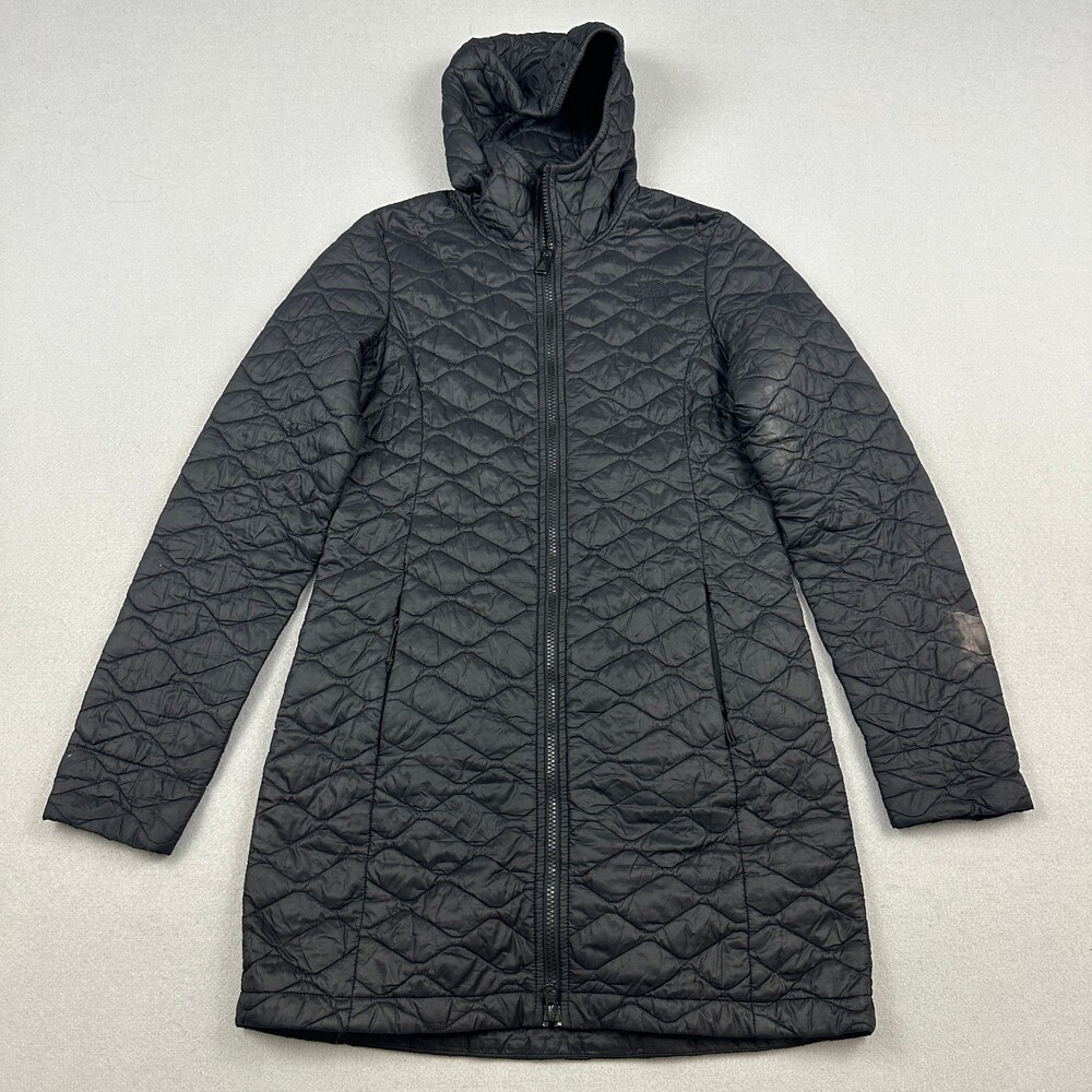 The North Face Coat Women XS Black ThermoBall Hooded Quilted Puffer Jacket Hood